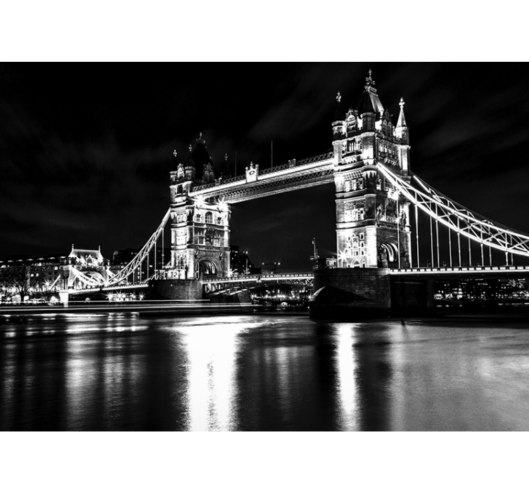 Zwart rolgordijn london bridge nacht - TenStickers