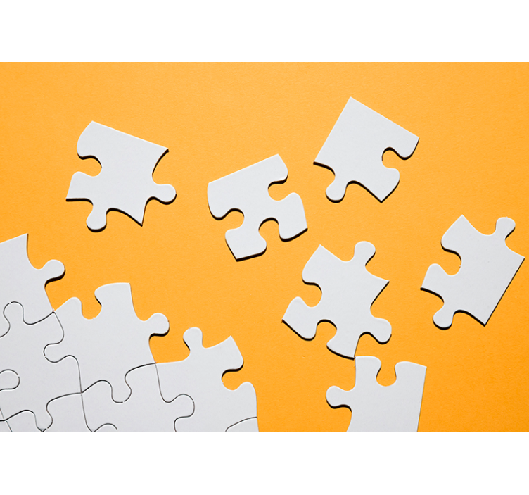 Rolgordijn geel puzzelstukken muurbevestiging - TenStickers