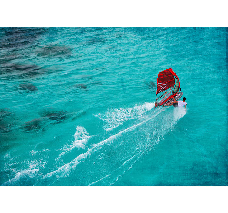 Blauw rolgordijn windsurfster in het water - TenStickers