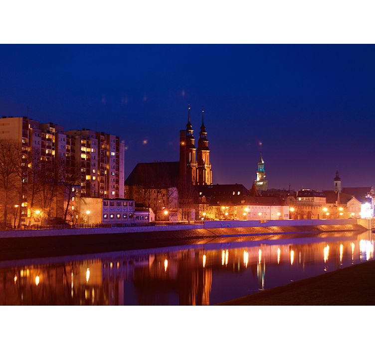 Blauw rolgordijn opole na zonsondergang - TenStickers