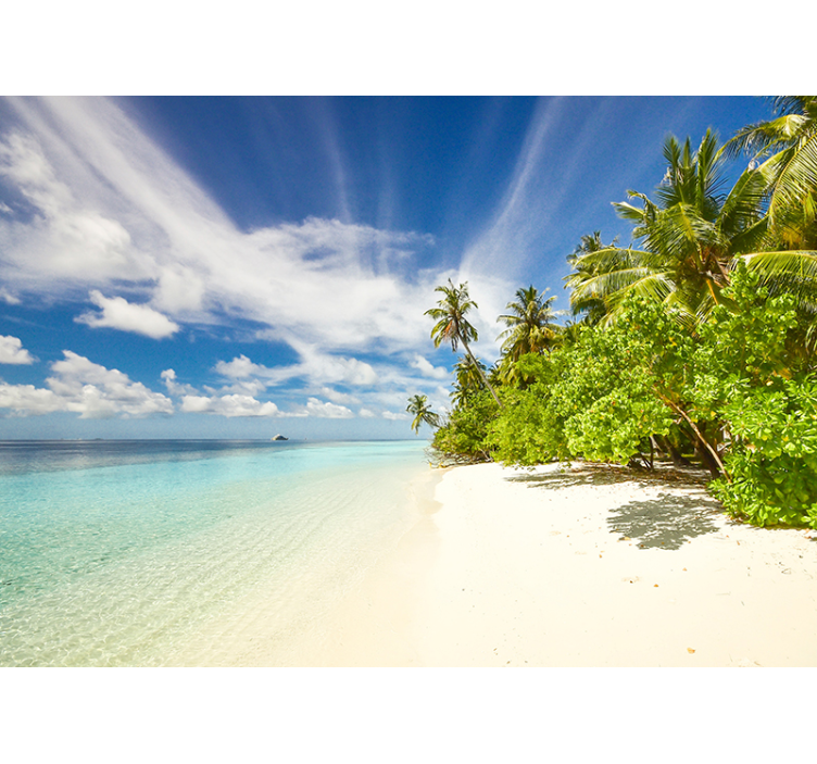 Rolgordijn woonkamer tropisch eiland zee - TenStickers