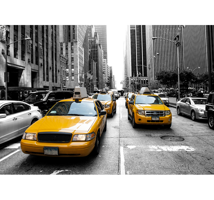 Rolgordijn woonkamer new york taxi - TenStickers