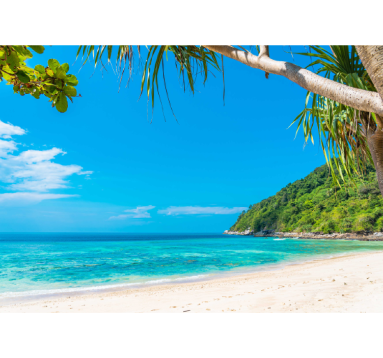 Rolgordijn woonkamer uitzicht op de caribische zee - TenStickers