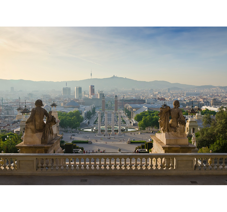Rolgordijn woonkamer fotomuur barcelona fonteinen montjuic - TenStickers