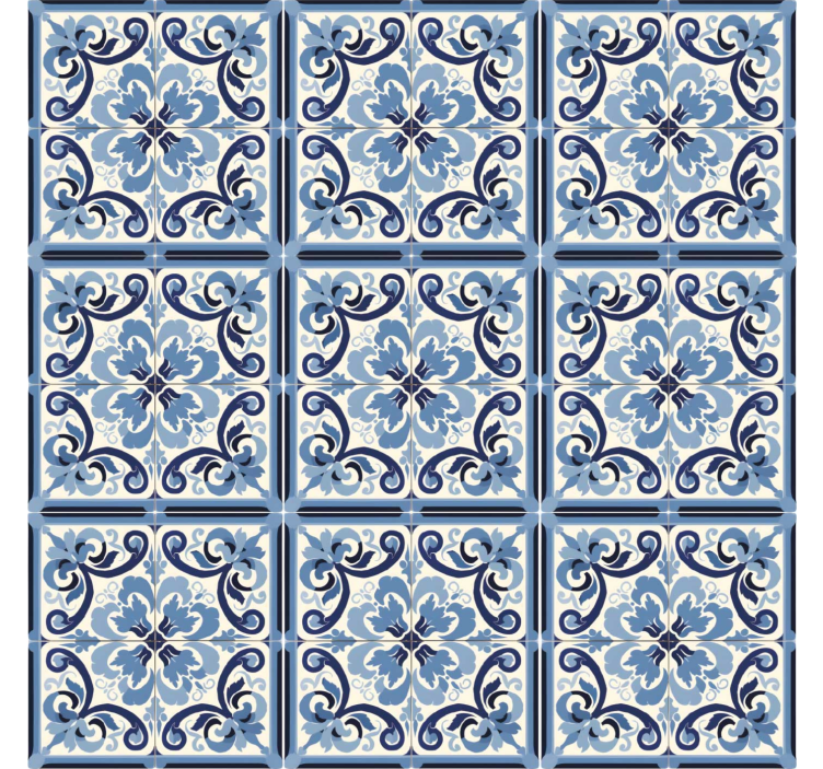 Blauw rolgordijn met blauw-witte bloemenprint - TenStickers