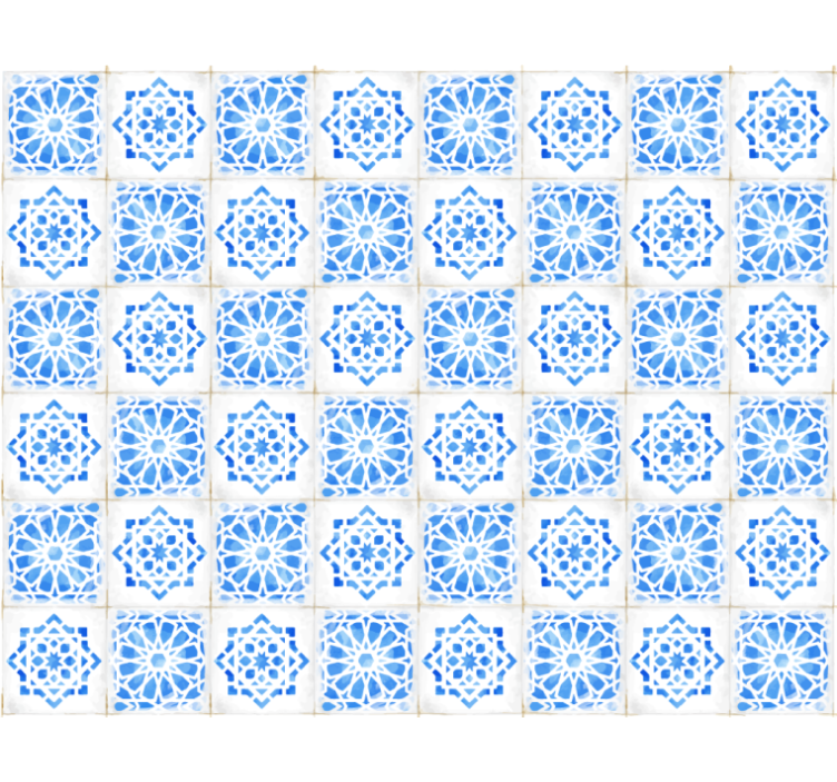 Blauw rolgordijn met ingewikkelde blauwe patronen - TenStickers