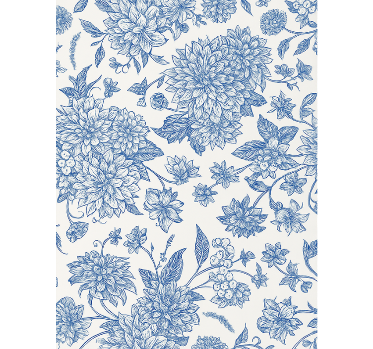 Blauw rolgordijn blauwe dahlia bloemmotief - TenStickers
