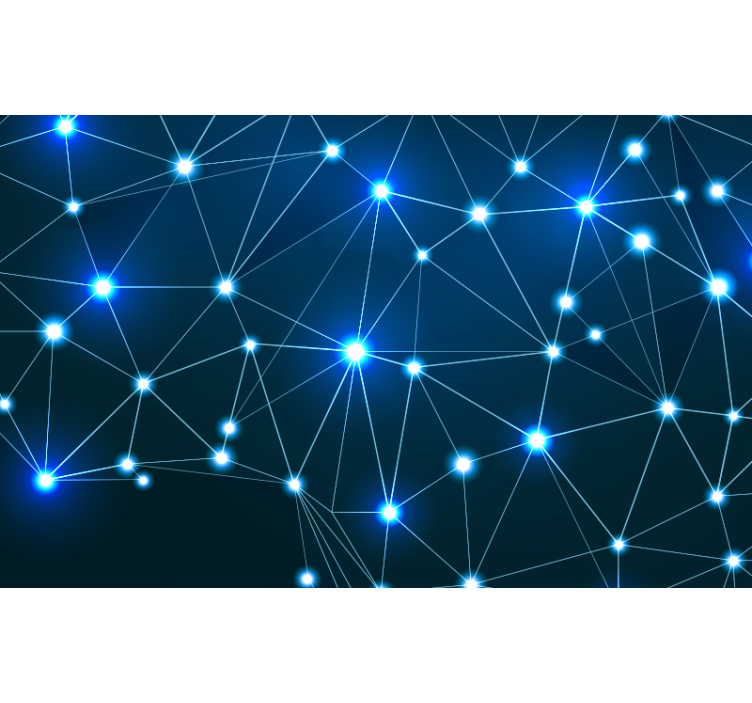 Blauw rolgordijn wereldkaart polygonen met glans - TenStickers