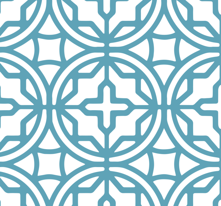 Blauw rolgordijn geometrisch turquoise patroon - TenStickers