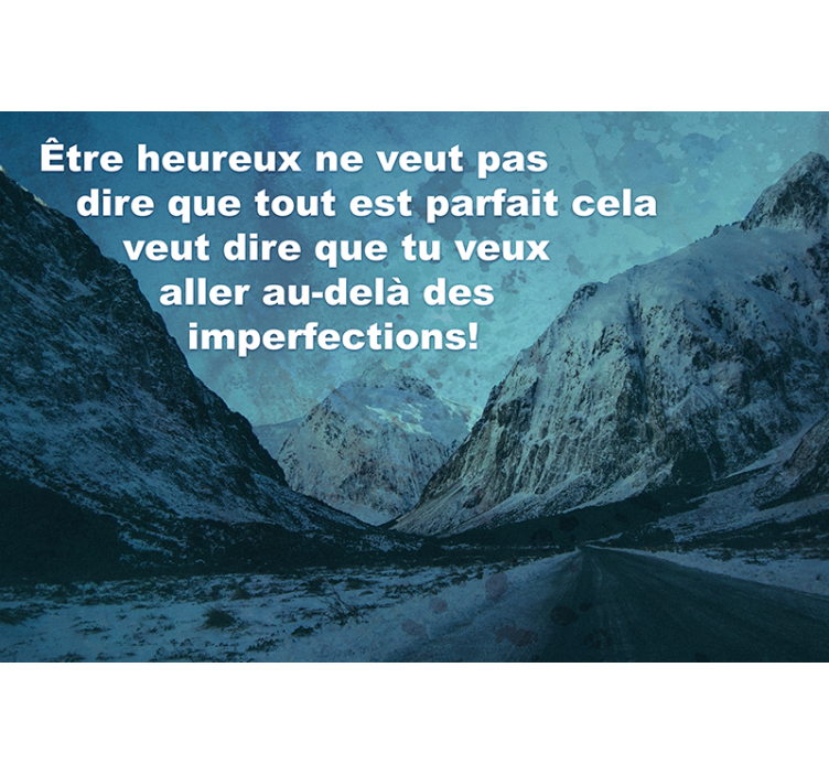 Blauw rolgordijn lege weg en bergen met sneeuw - TenStickers