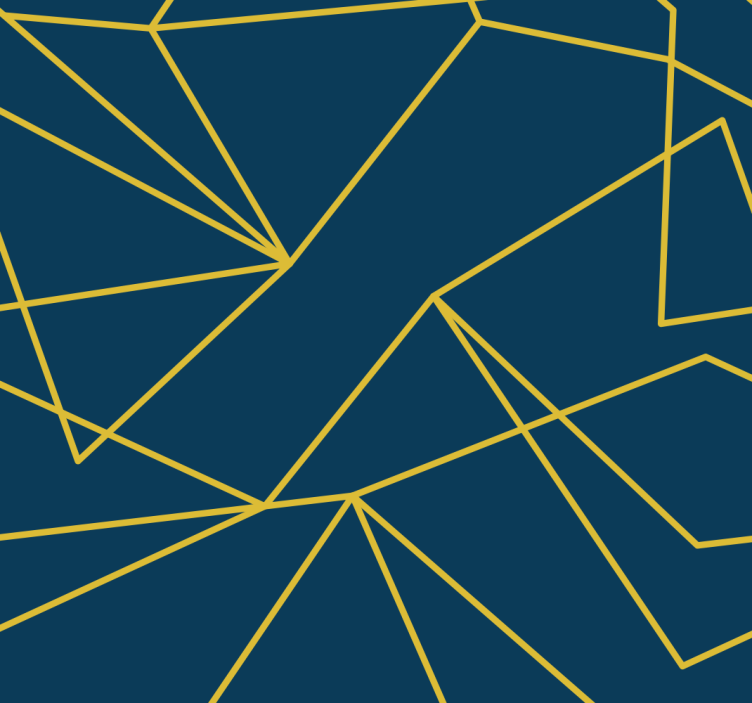 Blauw rolgordijn met geometrische gouden lijnen - TenStickers