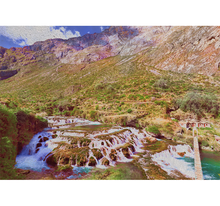 Rolgordijn woonkamer huancaya watervallen - TenStickers