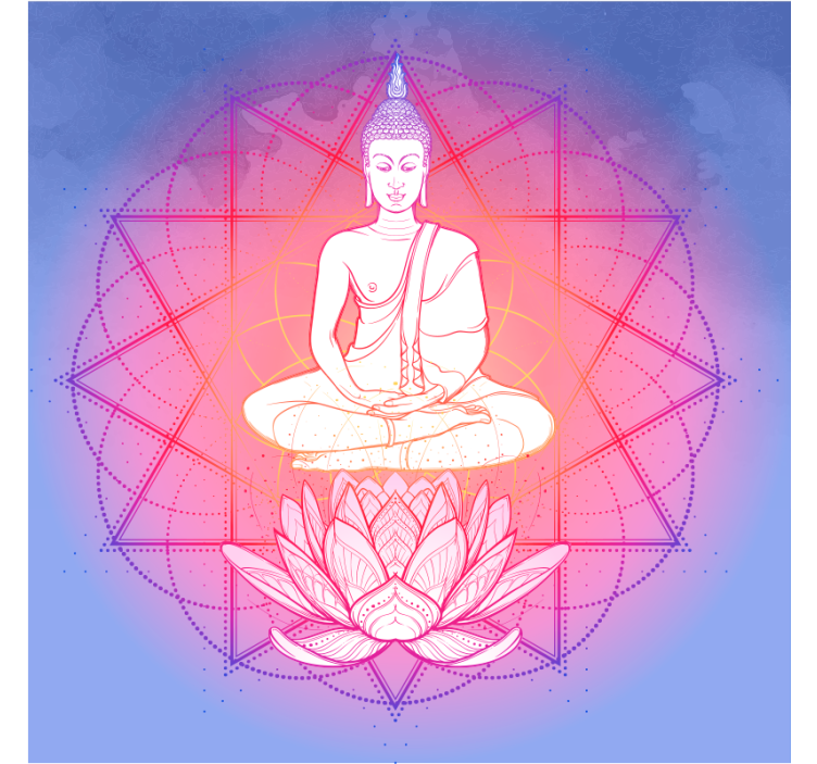 Rolgordijn woonkamer mandala boeddha mediterend - TenStickers