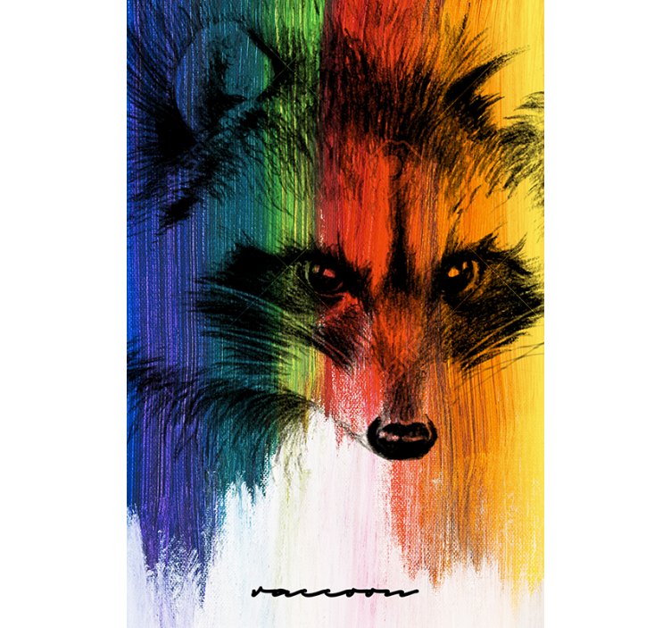 Rolgordijn woonkamer rainbow raccoon - TenStickers