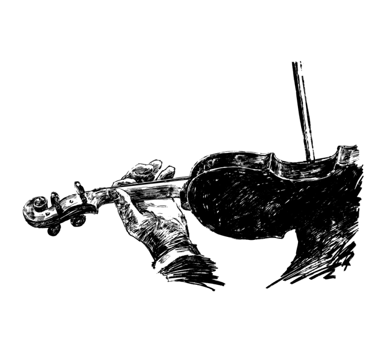 Rolgordijn woonkamer handgetekende violist muzikant - TenStickers