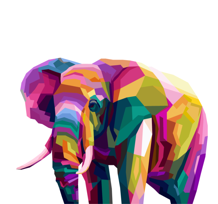 Rolgordijn woonkamer multicolor realistische olifant - TenStickers