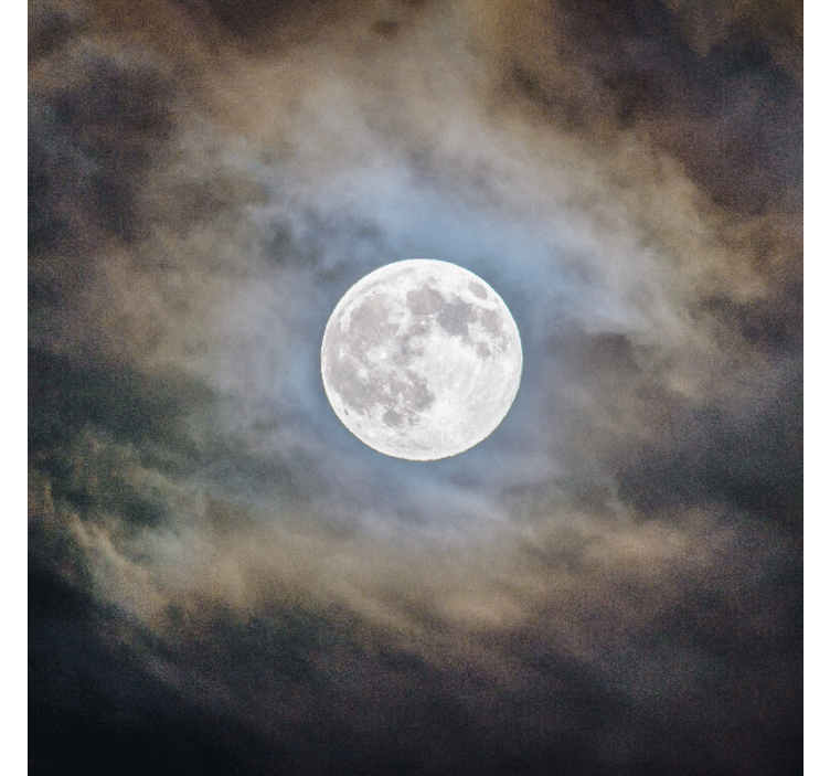 Rolgordijn woonkamer volle maan nacht - TenStickers