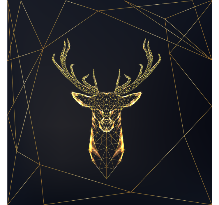 Rolgordijn woonkamer geometrische hert met goud - TenStickers