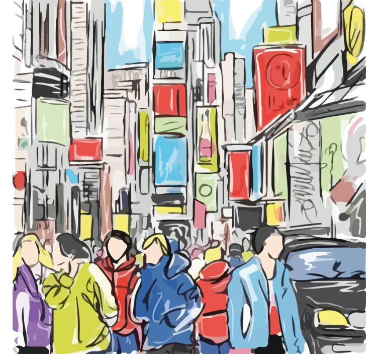 Rolgordijn woonkamer moderne new yorkse personen - TenStickers