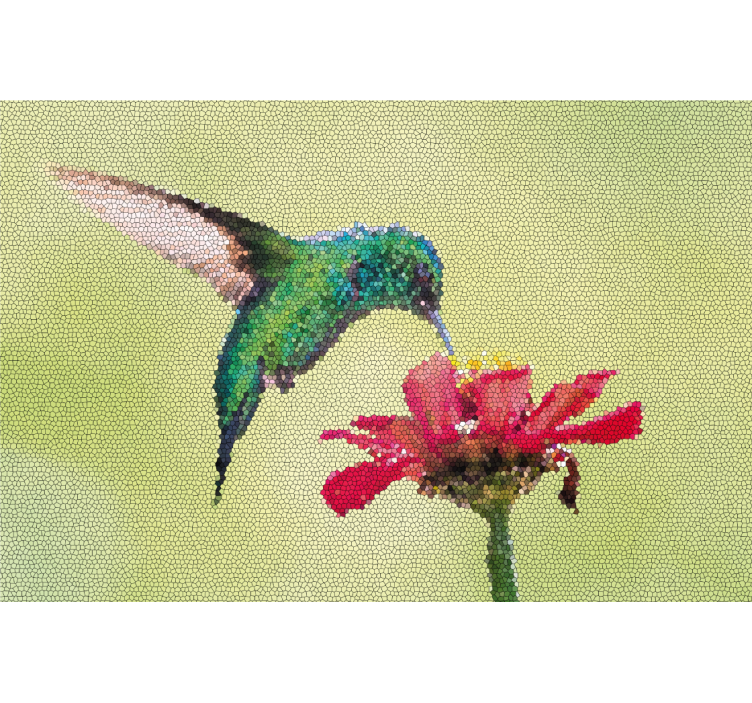 Rolgordijn woonkamer kleurrijke vogelmozaïek - TenStickers