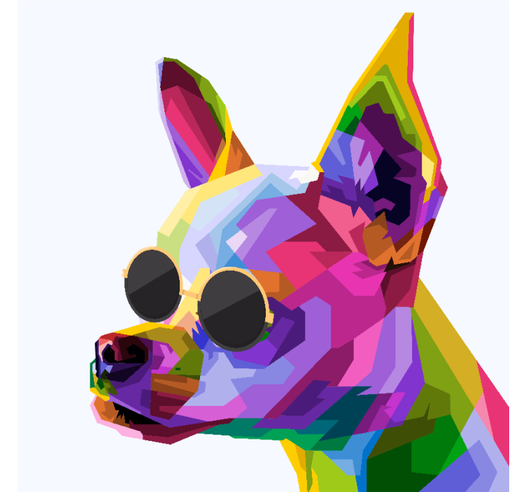 Rolgordijn woonkamer multicolor chihuahua met bril - TenStickers