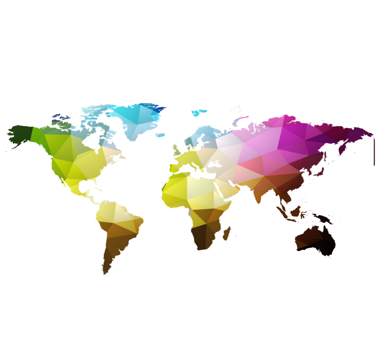 Rolgordijn woonkamer triangle wereldkaart - TenStickers