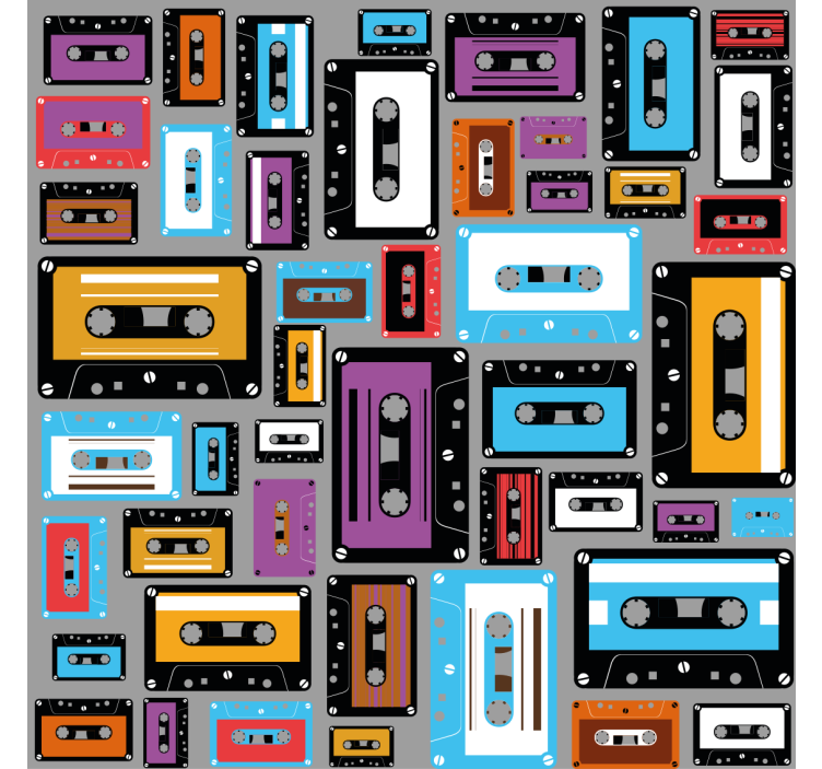 Rolgordijn woonkamer retro 80s cassette tape patroon - TenStickers