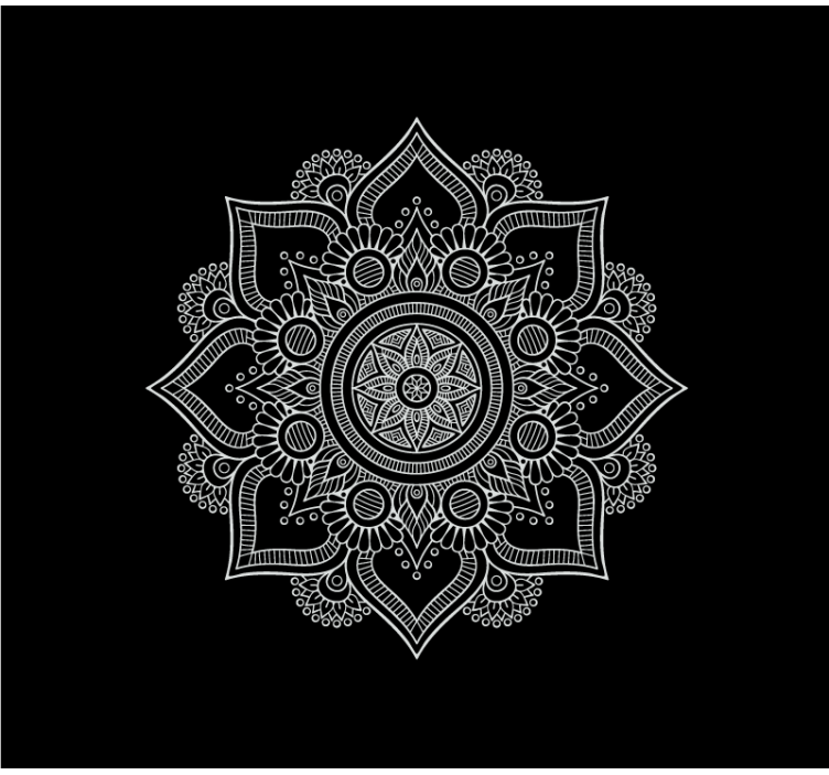 Rolgordijn woonkamer zwart-wit mandala - TenStickers