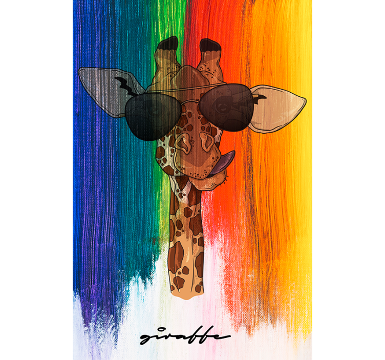 Rolgordijn woonkamer regenboog giraffe - TenStickers