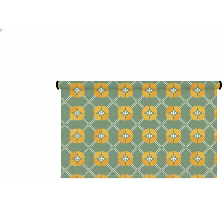 Rolgordijn groen vintage groene bloemenprint - TenStickers