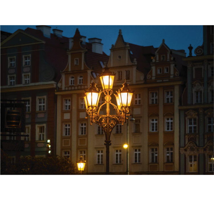 Rolgordijn woonkamer wrocław bij zonsondergang - TenStickers