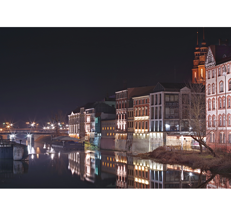 Rolgordijn woonkamer opole night time - TenStickers