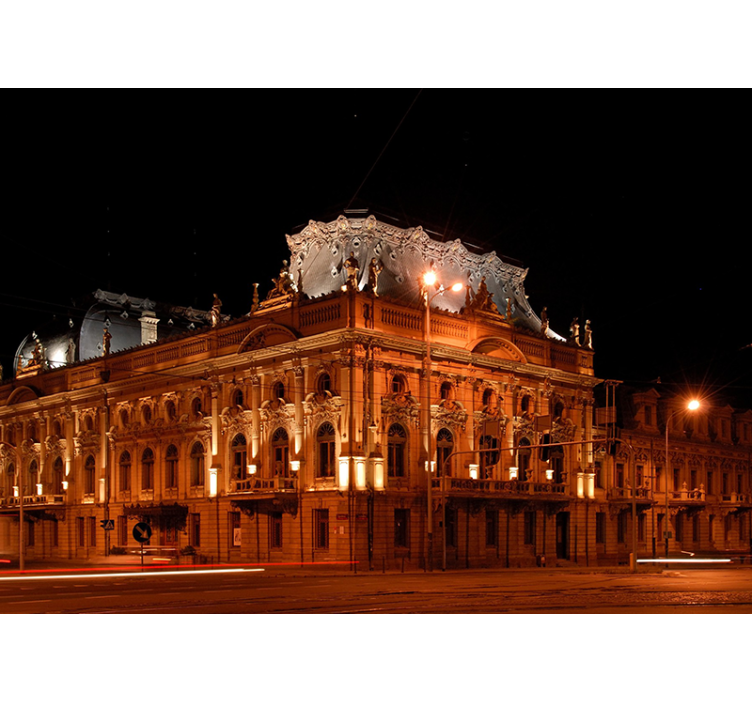 Rolgordijn woonkamer Łódź nacht tijd - TenStickers