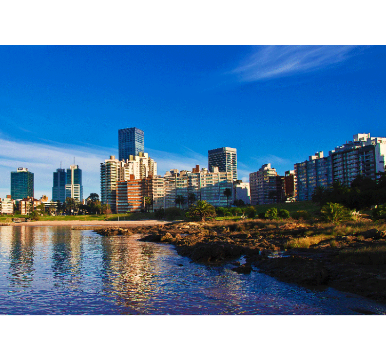 Rolgordijn woonkamer montevideo uitzichten - TenStickers