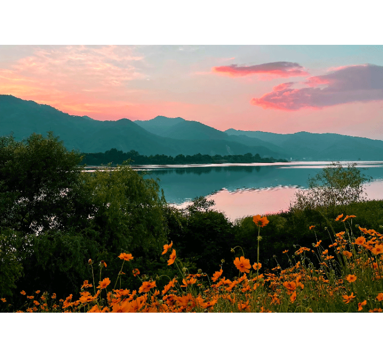 Rolgordijn woonkamer bergen en savanne - TenStickers