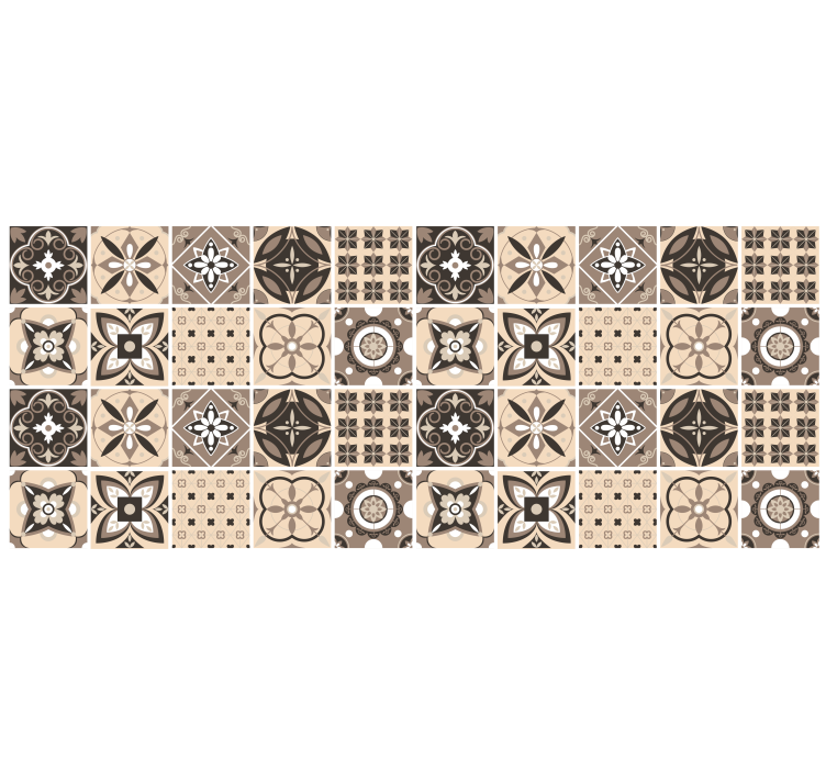 Rolgordijn beige geometrisch tegelpatroon - TenStickers