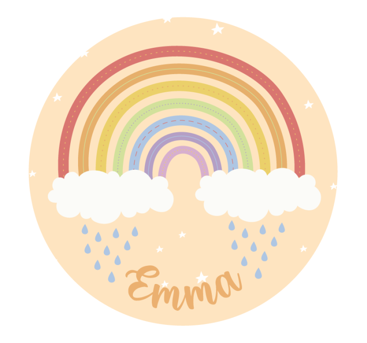 Rolgordijn beige waterverf regenboog met naam - TenStickers