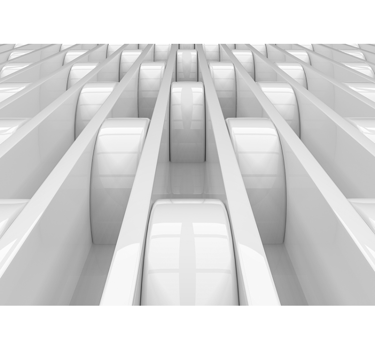 Wit rolgordijn 3d geometrische vormen design - TenStickers