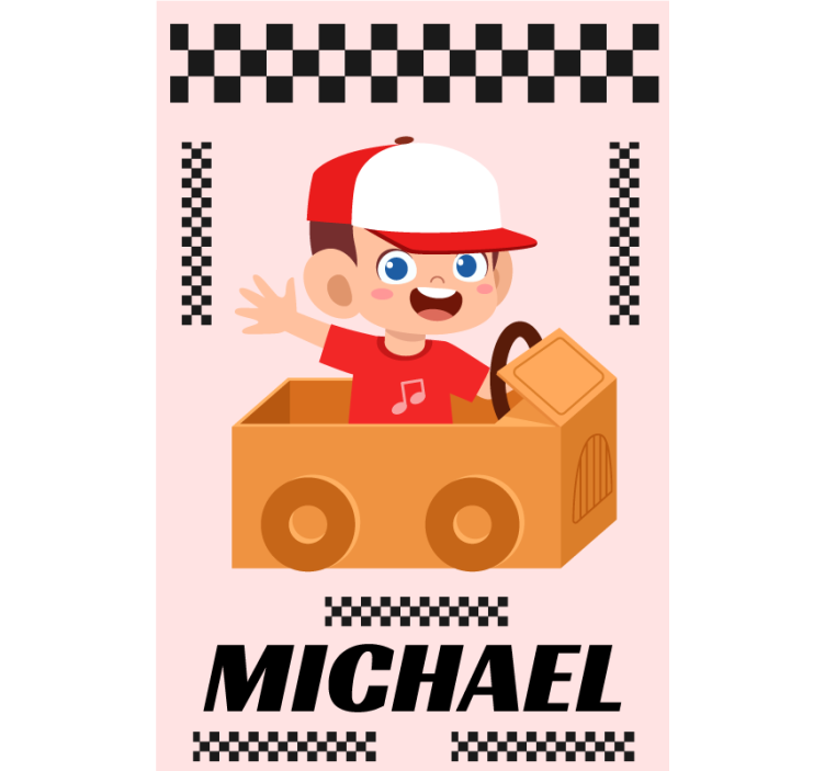 Geanimeerd race-avontuur rolgordijn gepersonaliseerd - TenStickers