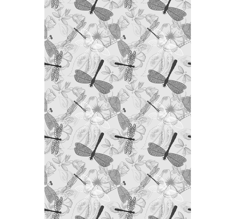 Rolgordijn bloemen en planten libellen en bloemen - TenStickers