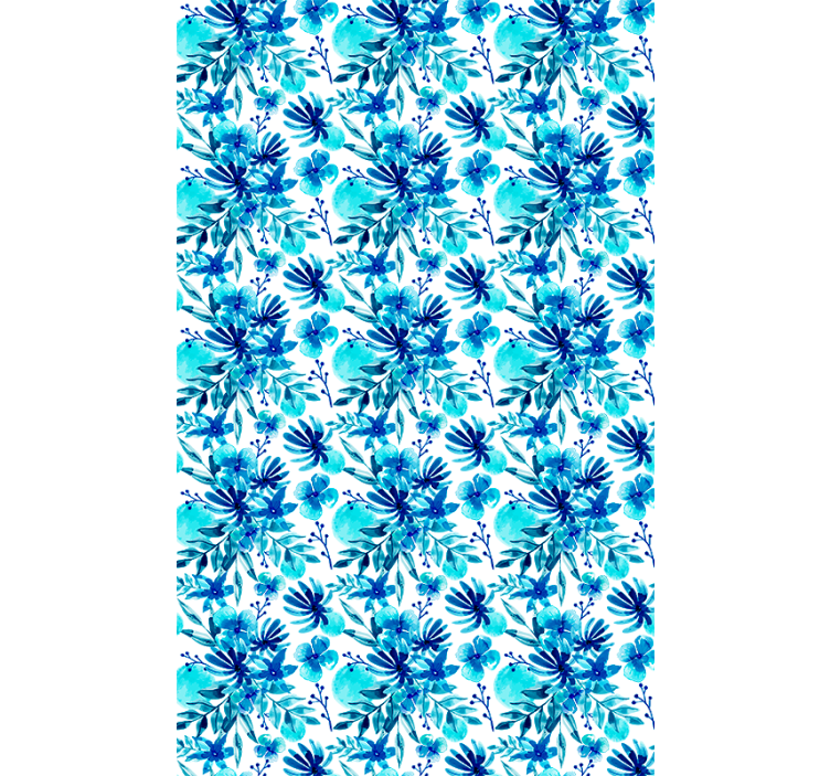 Levendig blauw thema rolgordijn bloemen en planten - TenStickers