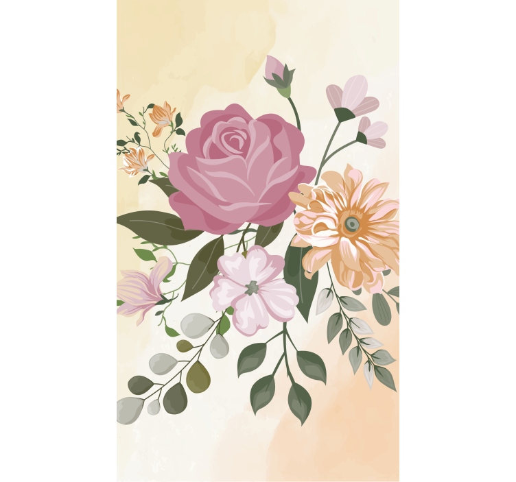 Rolgordijnen bloemen woonkamer met realistisch - TenStickers