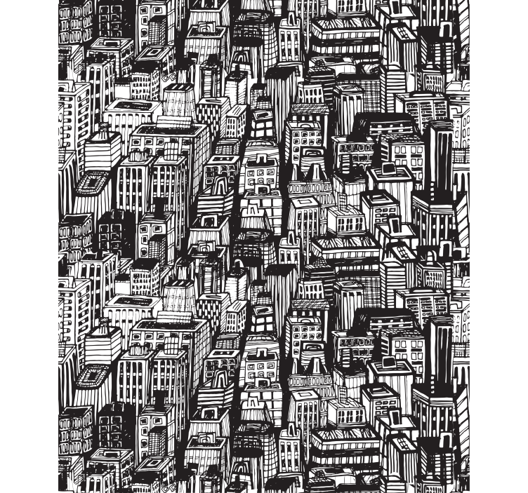 Overzicht van de skyline van de stad rolgordijn wereldmap - TenStickers