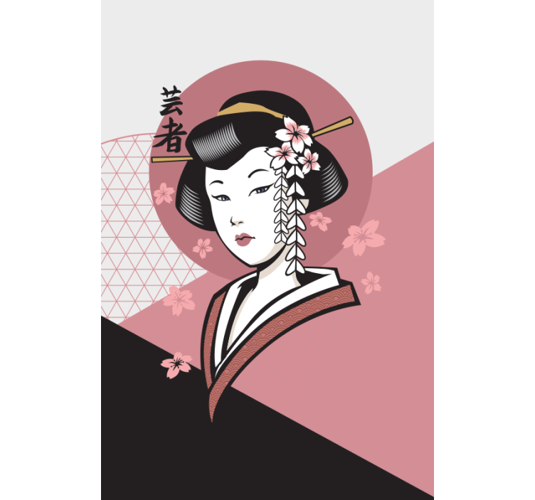 Elegante japanse vrouw rolgordijn kunst - TenStickers