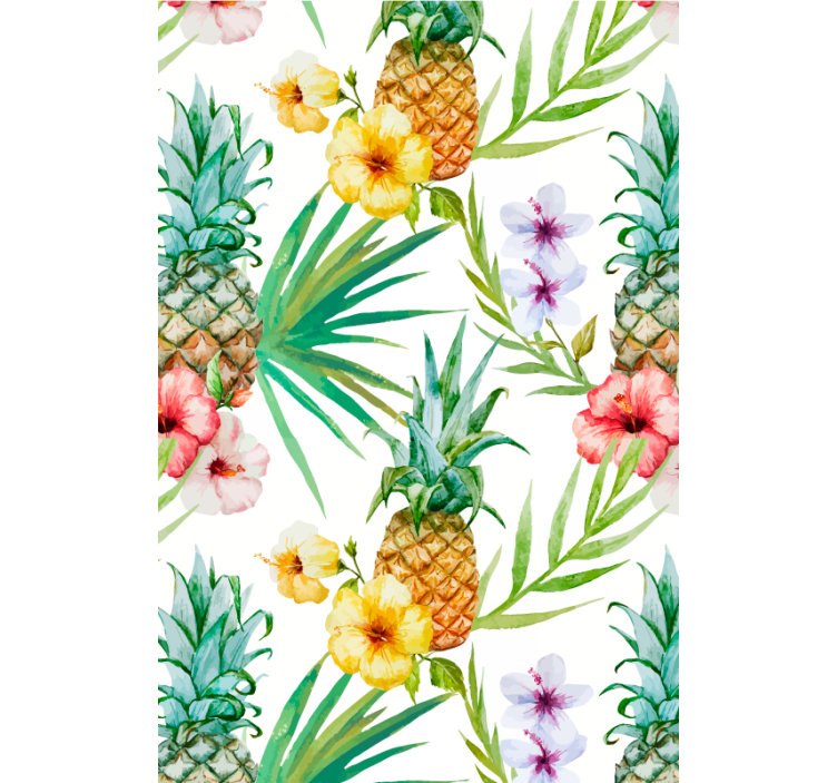 Groente en fruit rolgordijn bloemen Geschilderde ananas - TenStickers