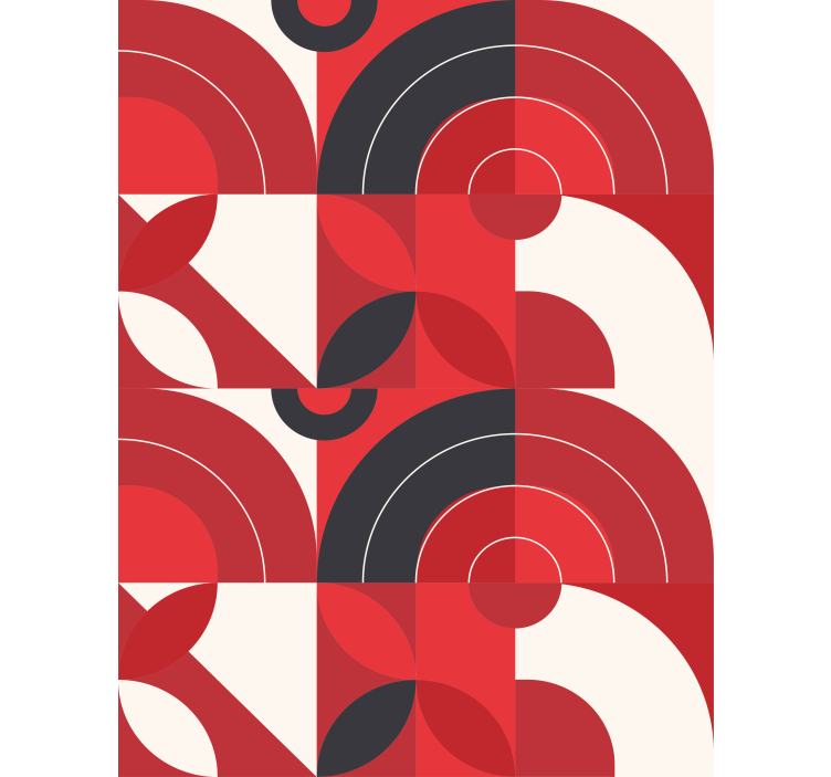 Geometrische rode cirkels moderne raambekleding - TenStickers