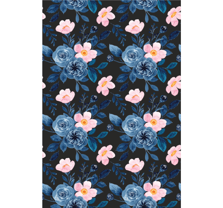 Blauw bloemenmotief rolgordijn bloemen en planten - TenStickers