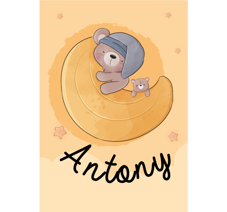 Slaperige beren met naam babykamer rolgordijn - TenStickers