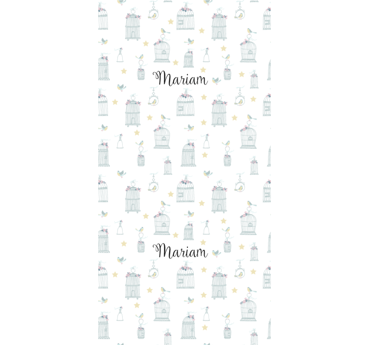 Vogelkooien met naam babykamer rolgordijn - TenStickers