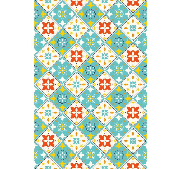 Blauwe en beige tegels raambekleding badkamer - TenStickers